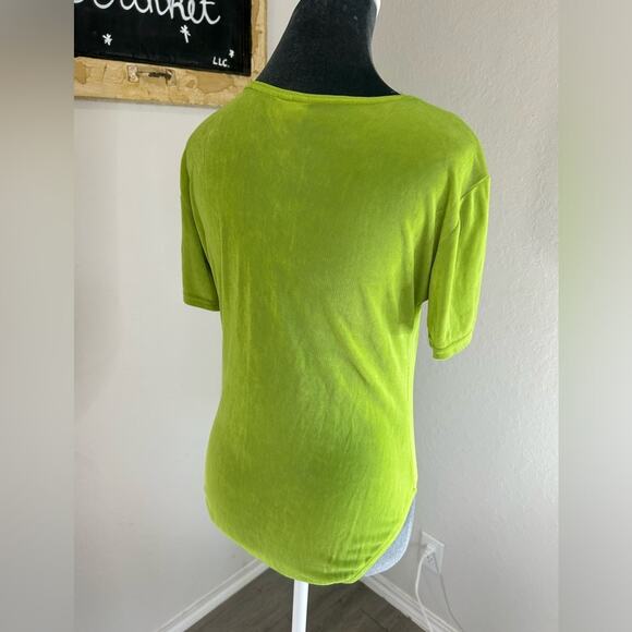 Large- stretchy - short sleeve- body suit - retro made in USA- green lime retro - Picture 3 of 8